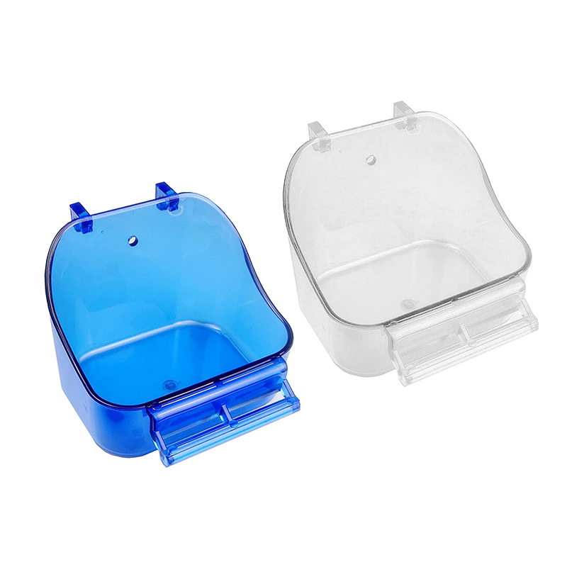 Cuenco de plástico para pájaros colgante en la jaula, comedero para loros, palomas, hámster, taza de agua con gancho, bañera para mascotas pequeñas, suministros para mascotas
