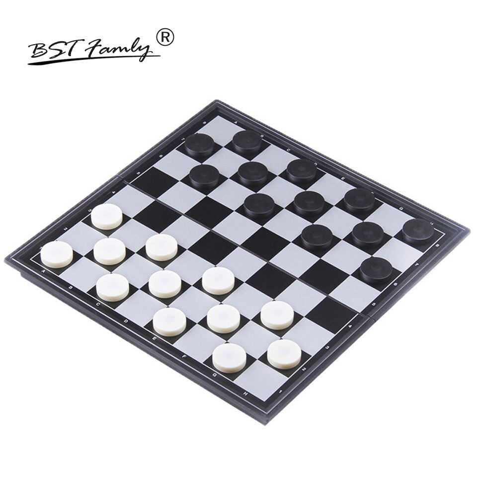 Internationale Checkers Draagbare Plastic Schaakspel 25*25*2Cm Vouwen Dambord Magnetische Schaakspel 64 Checker Bstfamly t2