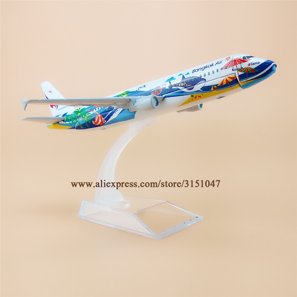 Alloy Metal Thailand Bangkok Air A320 Airlines Airplane Model Thai Airbus 320 Airways Plane Model Aircraft Kids 16cm