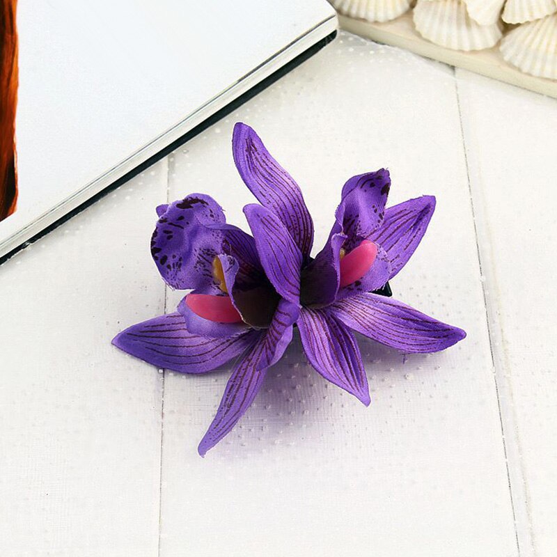 Pinzas para el pelo con flores de orquídeas hawaianas, pasador Multicolor para novia, flor Tropical para playa, boda, , horquilla, accesorio: 08