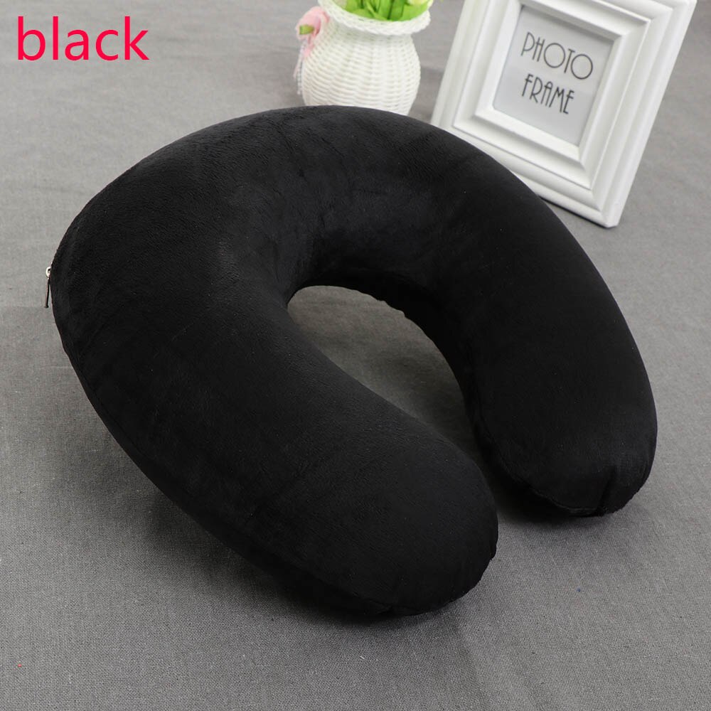 1 PC Geheugen U-vormige Reizen Air Kussen Nek Ondersteuning Head Rest Kussen Comfortabele Kussens Voor reizen/dagelijks ontspannen: Black