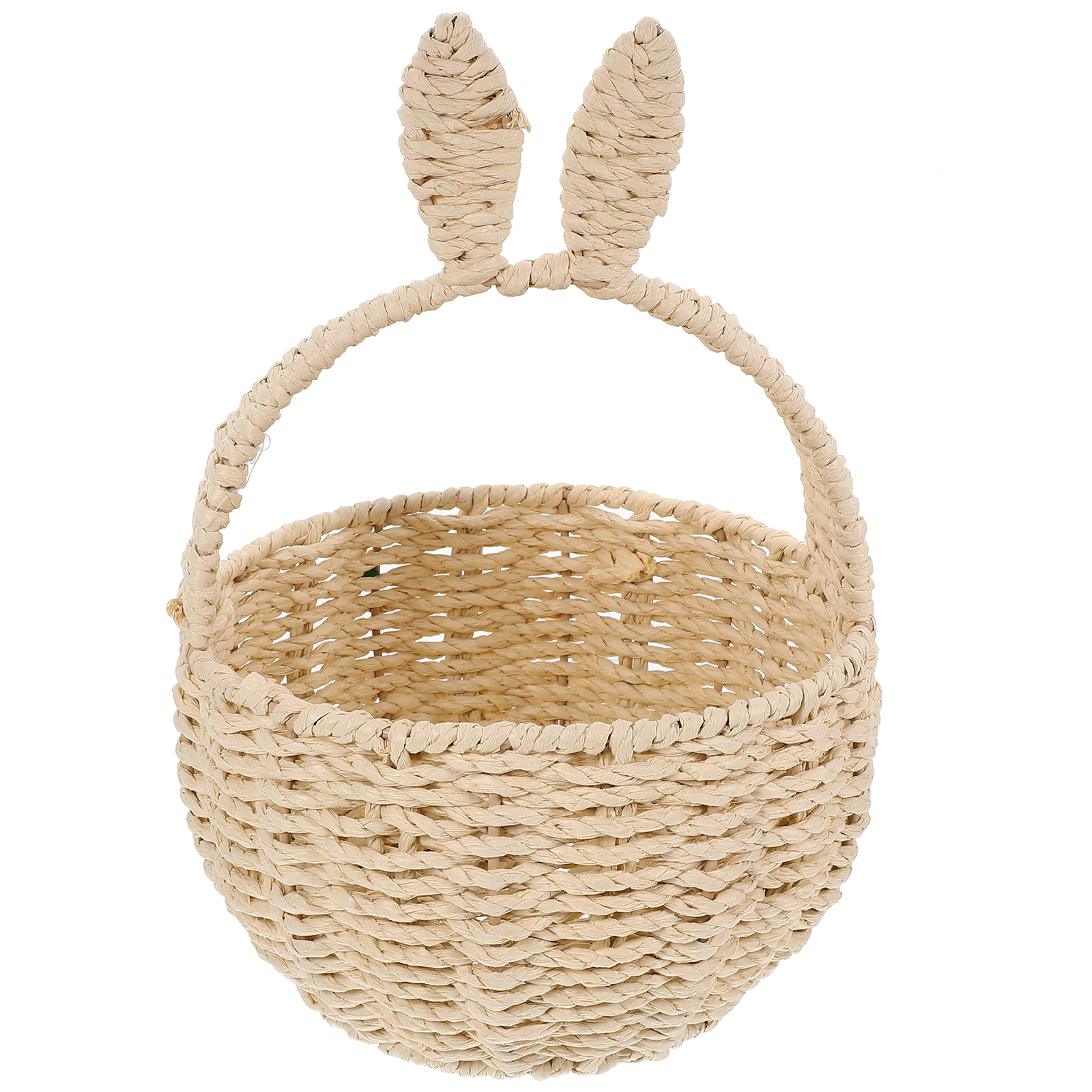 Panier rond tissé à la main, panier oreilles de lapin, bacs de rangement tissés, paniers en Imitation rotin, panier de rangement décoratif, corde en papier: Default Title