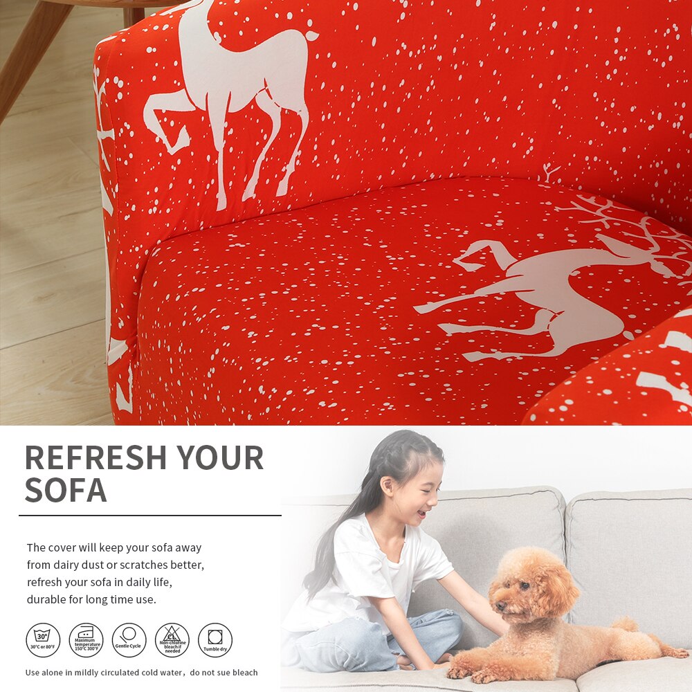 Christmas Elastic Coffee Tub Sofa Cover Armchair Seat Cover Protector Furniture Slipcover Room Bathtub Chair Covers