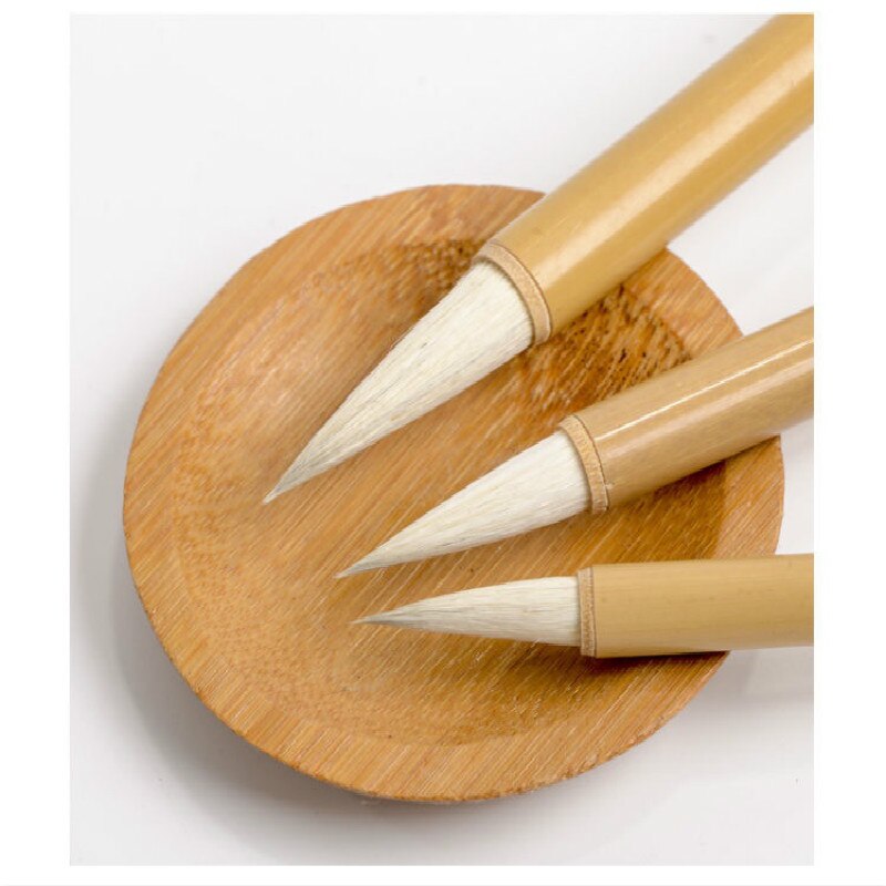 Chinesische Kalligraphie Pinsel 3er Set - Wolfshaar Auf Holzschaft