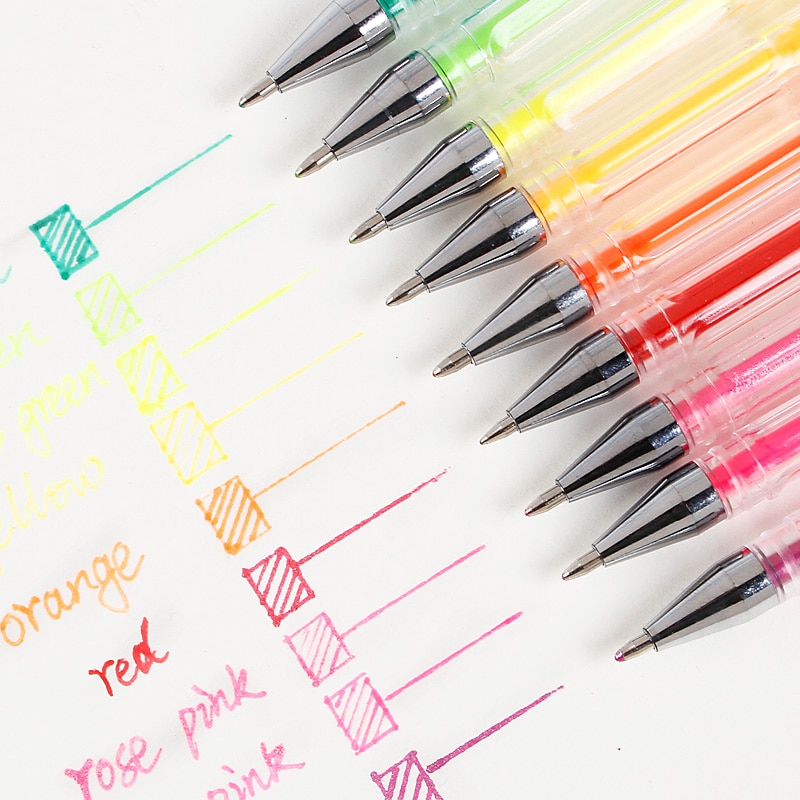 100Colors Gel Pens Set Refills Gel Ink Pen Metallic Pastel Neon Glitter Sketch Drawing Color Pen Art Stationery