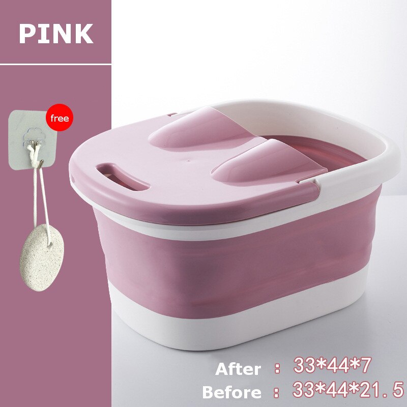 Wonderlife Foot Wash Tub with Lid Sauna Soaking Foaming Massage Bucket Pedicure Foot Bath Basin Portable Foldable Footbath: Pink