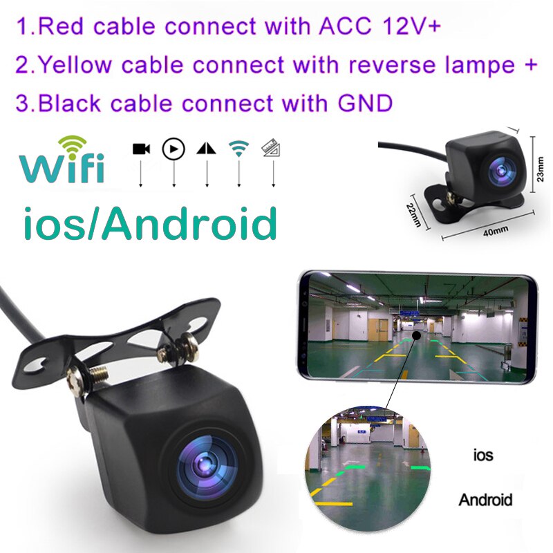 In-Voertuig Camera Wifi Auto Achteruitrijcamera Hd Auto Camera Achteruitrijcamera Backup Voor/Achter Camera ondersteuning Android En Ios
