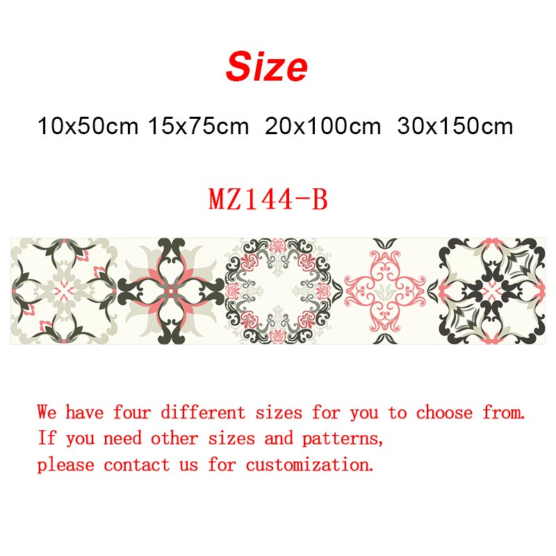 Farverig blomster ornament keramiske fliser vægklistermærke køkken garderobe skuffe dekoration tapet skræl & stick pvc kunst vægmaleri: Mz144 b / 10 cm x 50 cm x 1pc