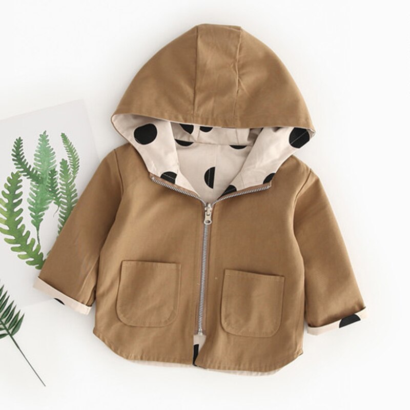 Humor Bear-veste et manteau d'automne | Veste et manteau à capuche pour garçons, coupe-vent, veste à pois deux côtés, vêtements d'automne pour petits enfants,