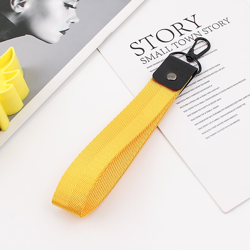 Solidna do telefonu pasy cukierki kolorowa wstążka lina dla kobiet torba wisiorki do samochodu krótka w paski smycz do kluczy: G07-Yellow