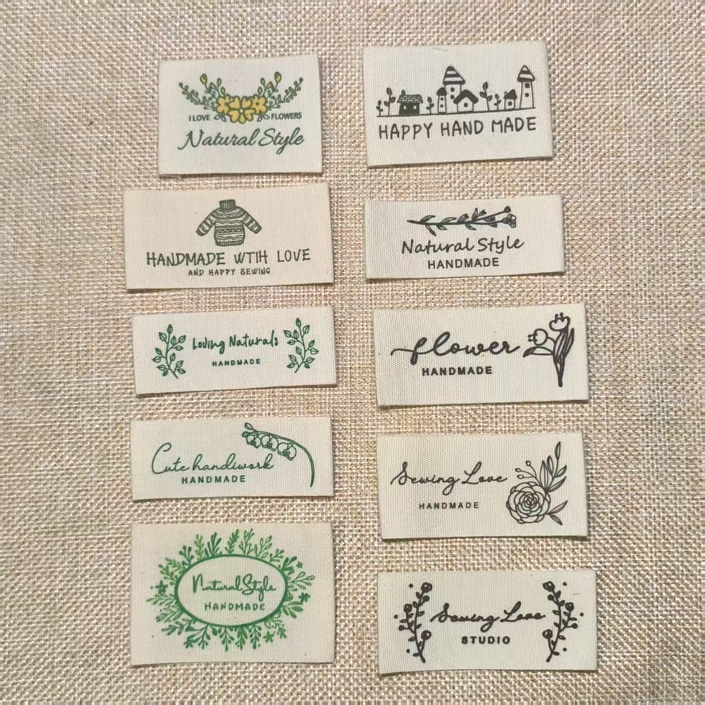 10 stilar färdiga att skickas tryckta halsduksetiketter - gör-det-själv handgjorda tygetiketter för sömnad och hantverk - klädmärken