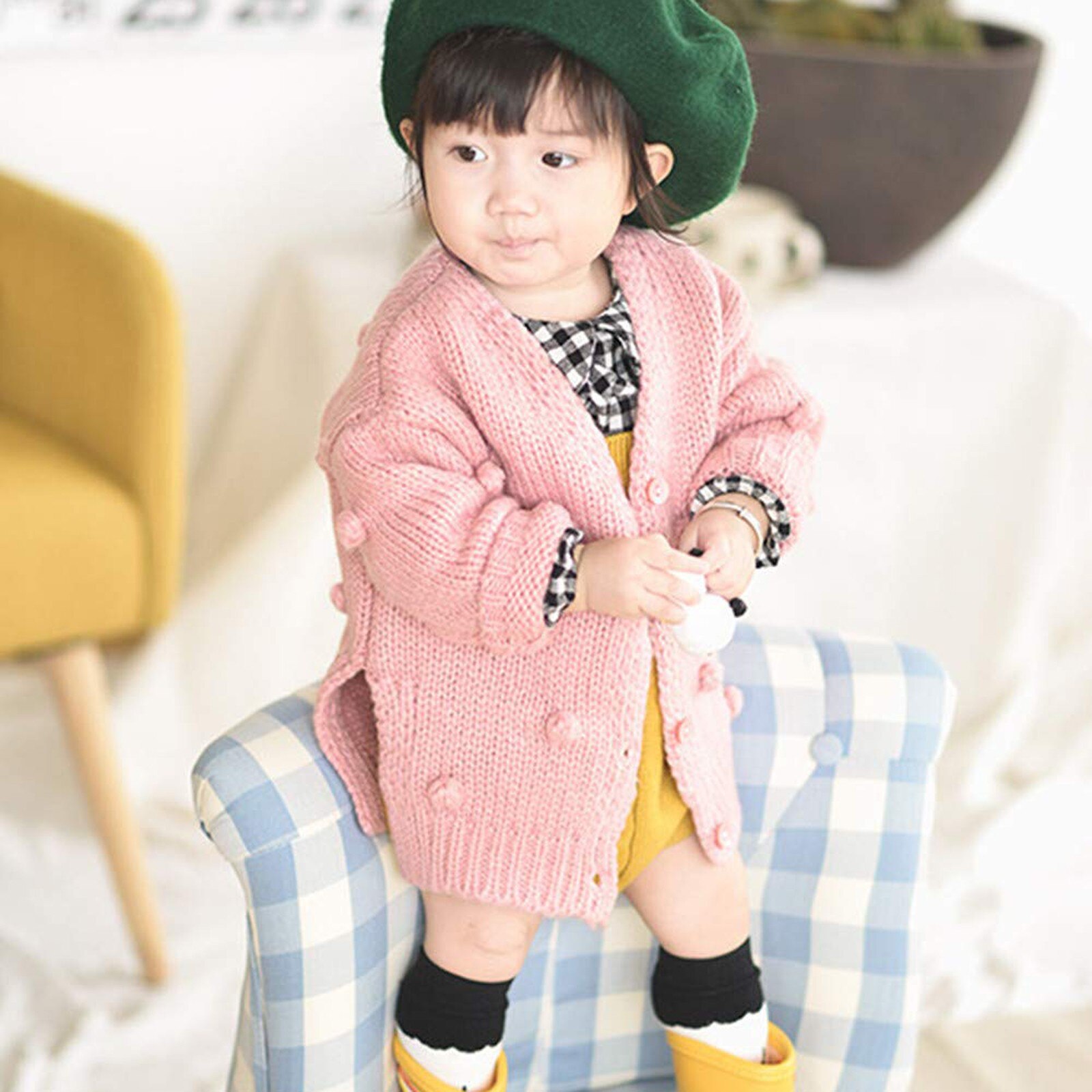 Jaqueta de inverno bebê Roupa Do Bebê Do Bebê do Inverno Da Menina Casaco Camisola Botão Cardigan de Malha de Manga Longa Crianças куртка для девочки