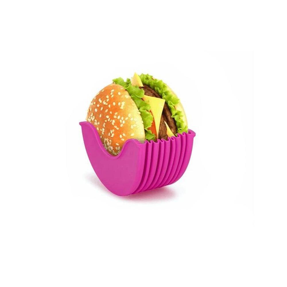 Burger Buddy Burger Fixed Box Sandwich Storage Hamburger Silicone Shelf Hamburger Box: Purple