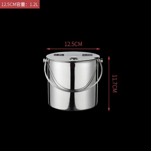Thickened Stainless Steel Clamshell Sugar Buckets,With Lid Portable Ice Buckets,Milk Tea Shop Cold Drink,Wine Coolers Chillers: 1.2L