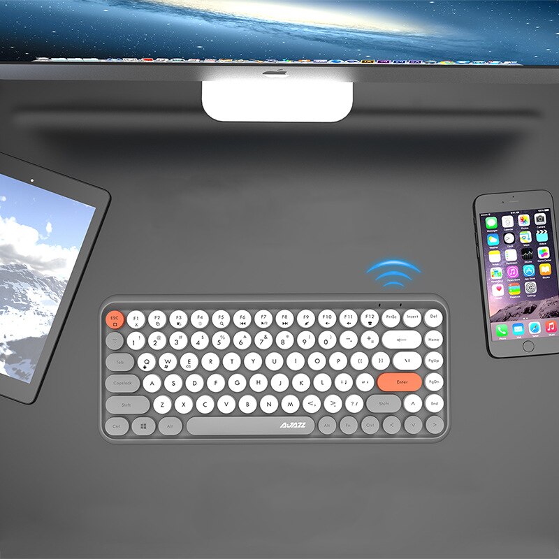 Bluetooth Keyboard for Tablets Mobile Mini Retro Round Keycaps Office Working Keyboard for Macbook iPhone iPad Tablet