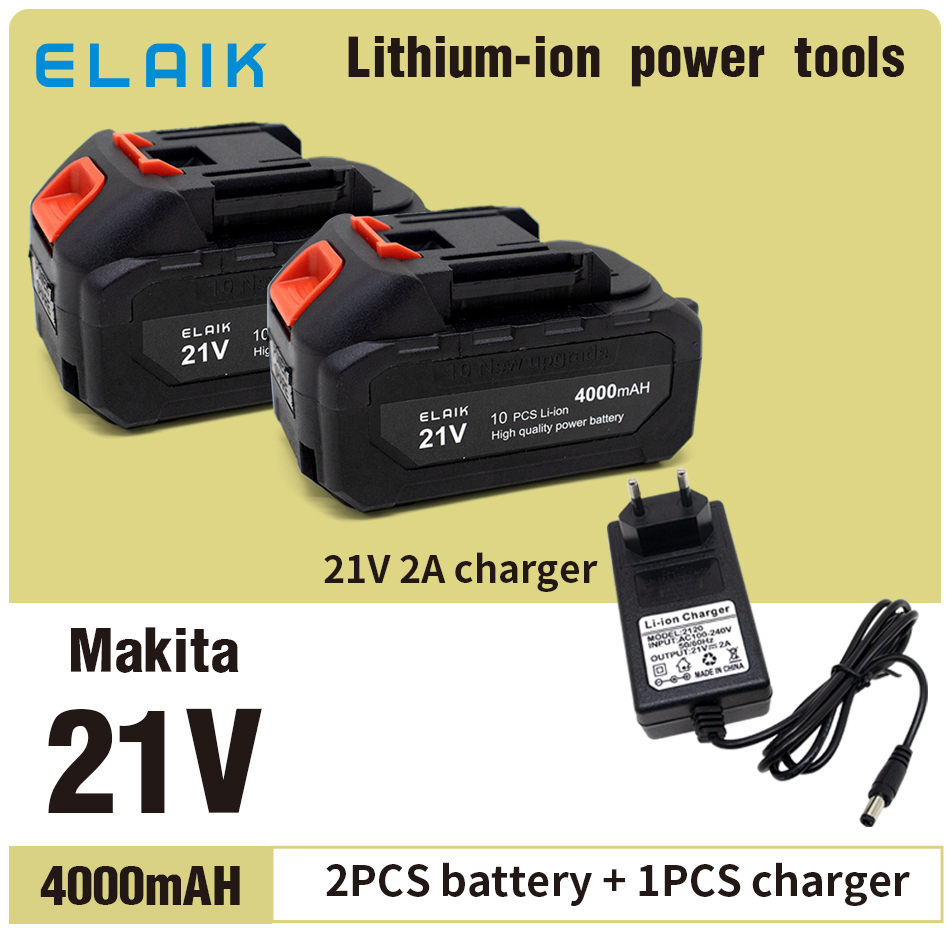 Batería de iones de litio recargable de 21V y 4ah, herramienta eléctrica inalámbrica de alta capacidad, adecuada para herramienta eléctrica Makita