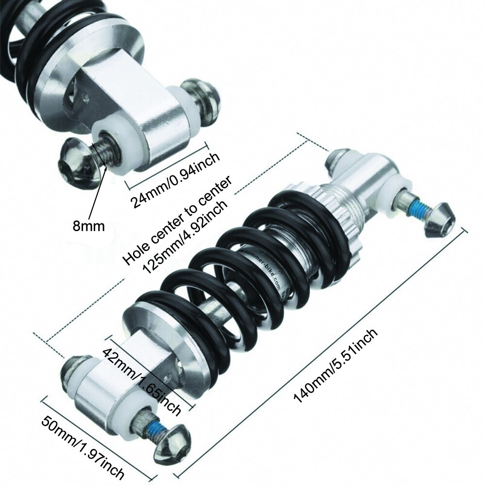 MTB Rear Suspension Damper Spring Shock Absorber 125mm 450LBS Bicycle Spring Shock