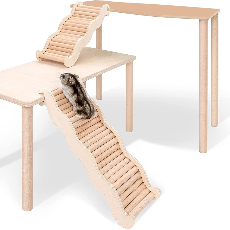 Q0KF Hamster Climbing Ladder with Groove Wooden Ramp Bridge for guinea pigs Hedgehog Mouse Sugar Glider Squirrel Chipmunk