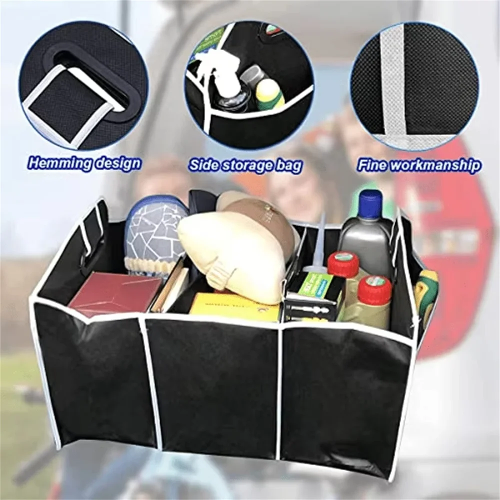 Organisateur de coffre multi-poches, sac de rangement pliable de grande capacité, rangement et rangement de coffre, organisateur de coffre, accessoires de voiture ﻿