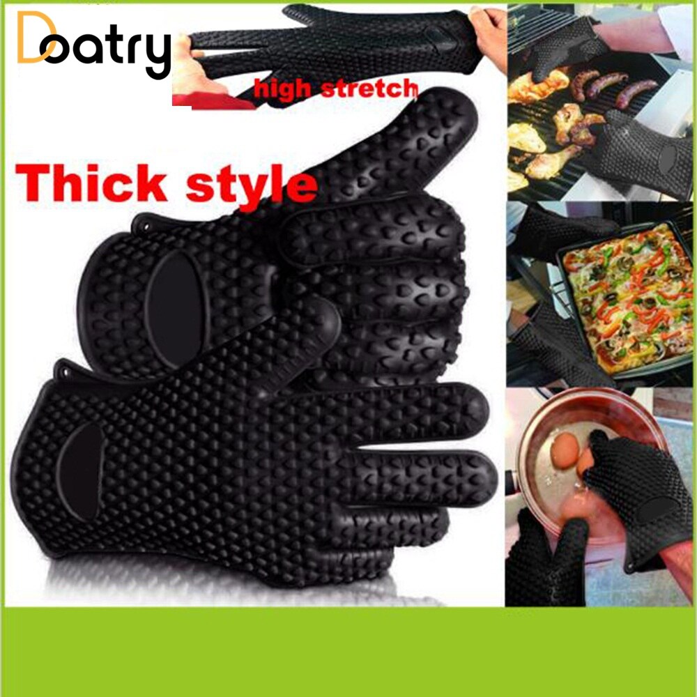 Varmebestandig silikone handske ovn grydeholder bbq madlavning værktøj bagning køkken farverige