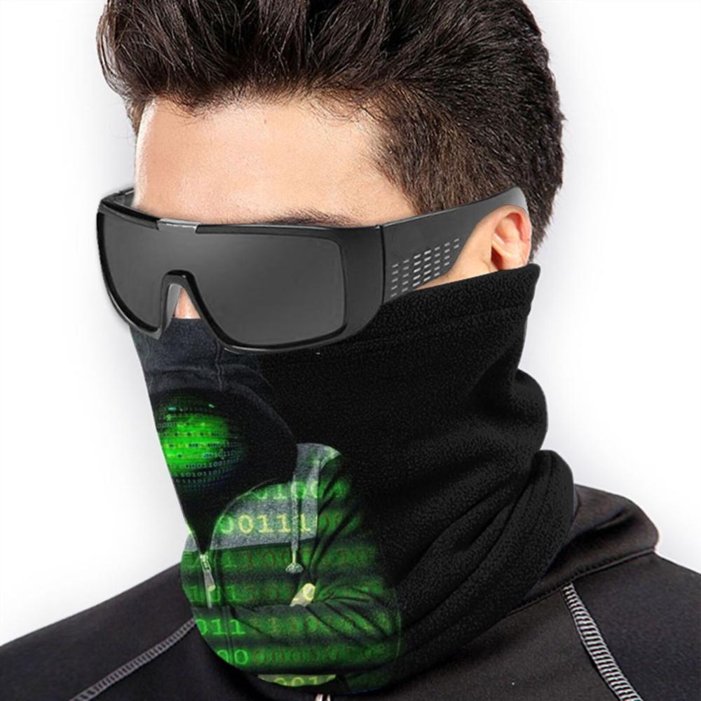 Hacker 3D Bandana Face Neck Warmer Soft Fleece Mask Sport Scarf Hacker Greem Black Tshit Sleeve