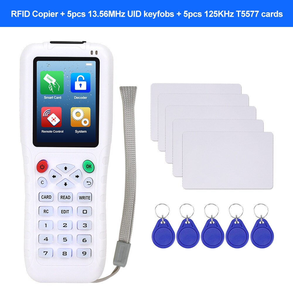 Handheld 125KHz RFID Duplicator Copier RFID Reader Writer 13.56MHz USB Cloner NFC Programmer Rewritable Cards EM4305/T5577 UID