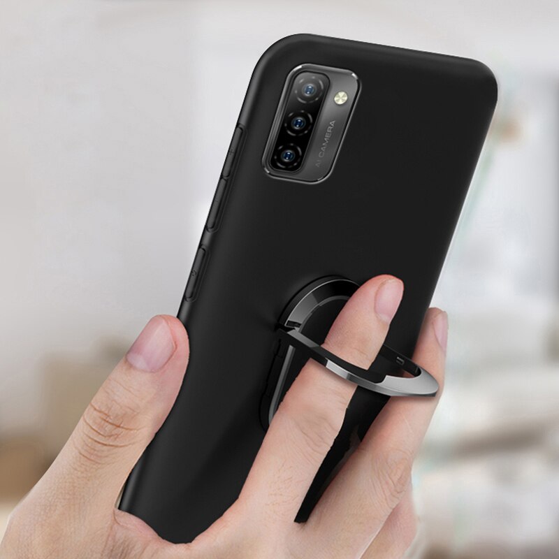 Voor Ulefone Note 12P Case 6.82 "Rood Zwart Vinger Ring 360 Graden Rotatie Zachte Siliconen Funda Voor Ulefone note 12P Telefoon Cover