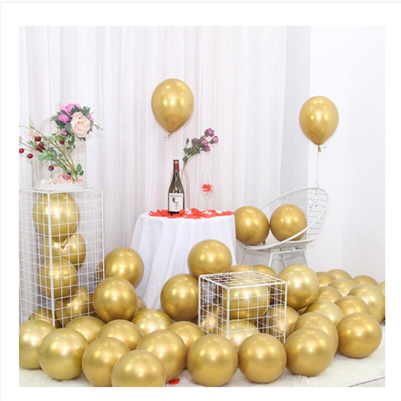 30 stk 5 tommer latex ballon krom metalfolie ballon baby shower, bryllup, fødselsdagsfest dekoration ballon: Gylden / 10 stk