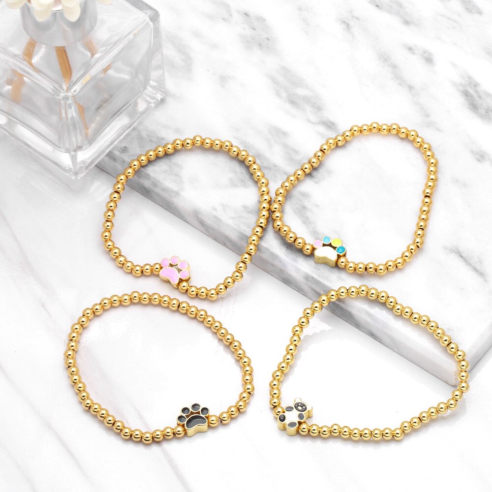 Flola kralenketting berenklauw bedeltje armband koper emaille schattige kleine berenarmbandjes voor dames sieraden brtf 02