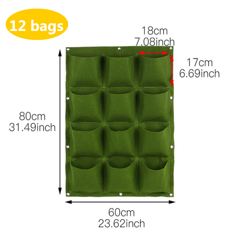 wall flower Grow Bags pocket vertical garden Planting Hanging home plant tools fabric Vegetable planter jardin growing pots: 12pockets 60x 80