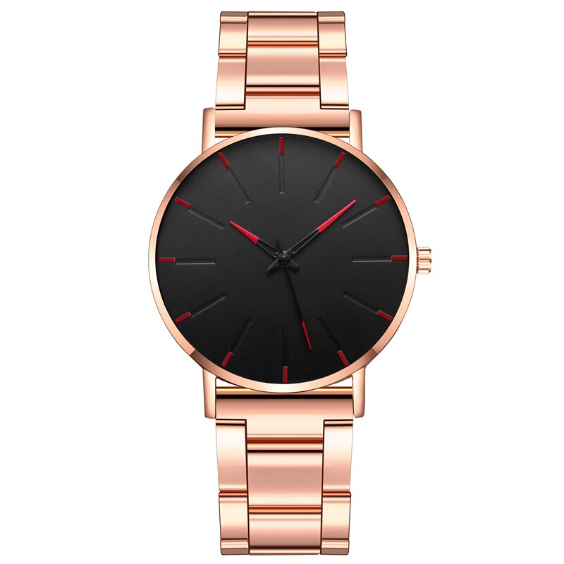 Men's Steel Watch Simple Ultra-Thin Quartz Watch Watch Casual Wristwatch Business Watch Clock: rose gold red