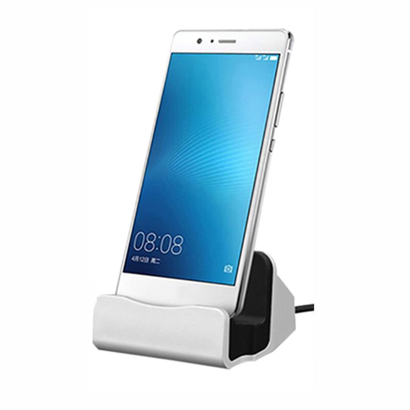 Docking Station Ladegerät Sync Daten Schnelle Lade Für Samsung S20 S10 S9 S8 Plus iPhone Xiaomi Redmi Micro USB Typ C Ladegerät: For Type-C USB / Silver