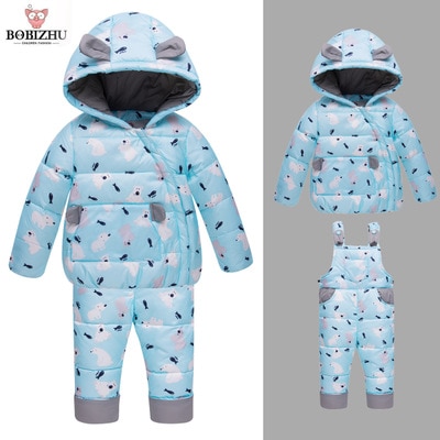 Jongen Meisje Winter Set Kids Ganzendons 95% + Peuter Hooded Jas Baby Warm Animal patroon Vier Kleur Optionele Baby skipak