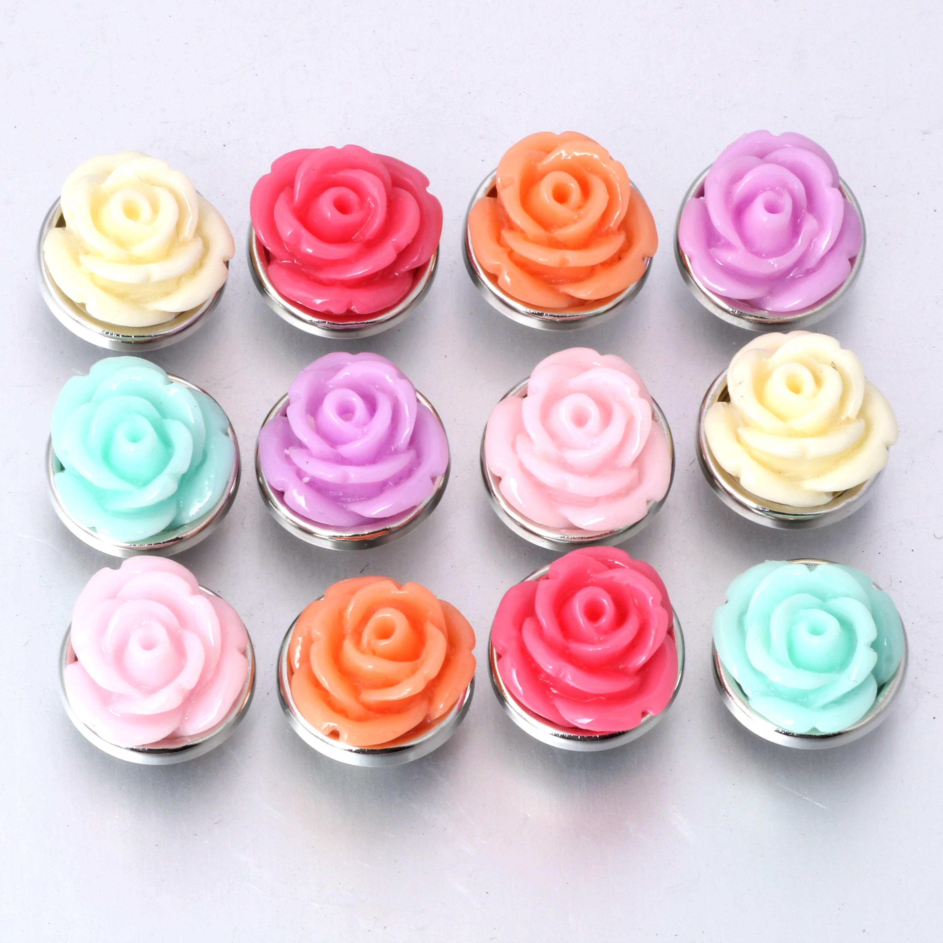 10 pz/lotto Nuovo Colore Misto Della Resina Snap Rotonda Mini Scatta Bottoni per Scatta Gioielli Fit 12 millimetri Snap Collana Dei Braccialetti ZL218: 5
