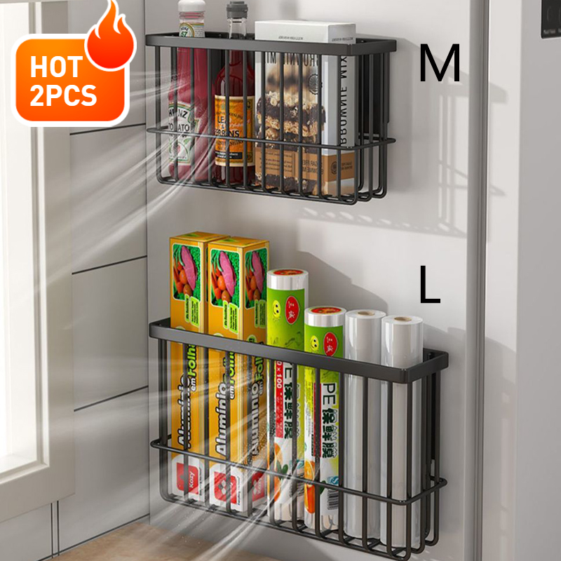 Magnetic Storage Shelf Wall Mounted Metal Kitchen Refrigerator Spice Rack Space-saving Fridge Kitchen Organizer Storage Box: Yellow