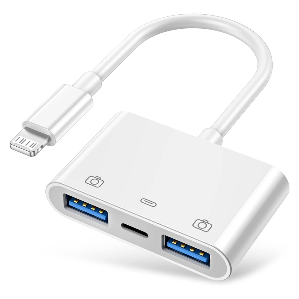 Byscoon 3 en 1 Lightning a USB/lector de tarjetas Lightning para iPhone 14 13 12 11 Pro iPad convertidor de carga para adaptador iOS OTG: Default Title