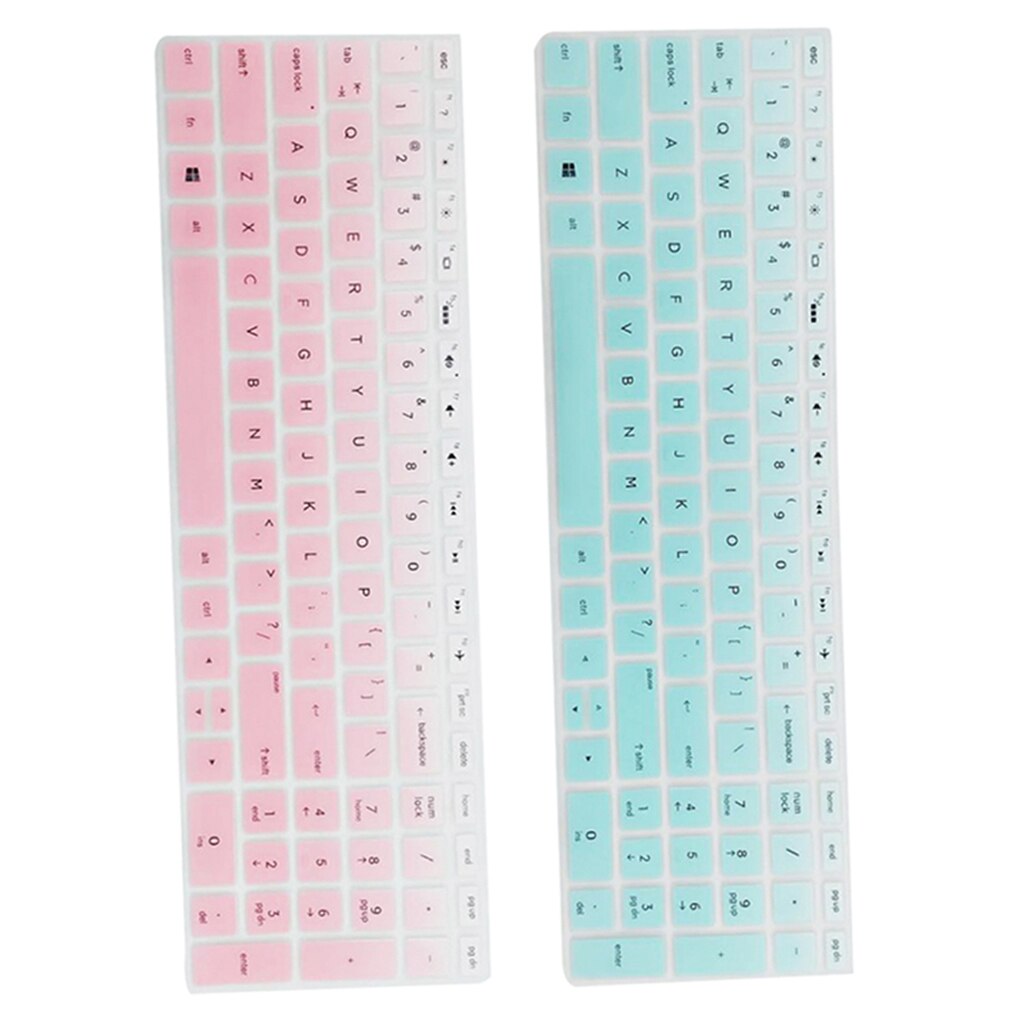 2Psc Dustproof Silicone Keyboard Cover Protector Protective For HP 15.6 inch BF Clear Pink+Green