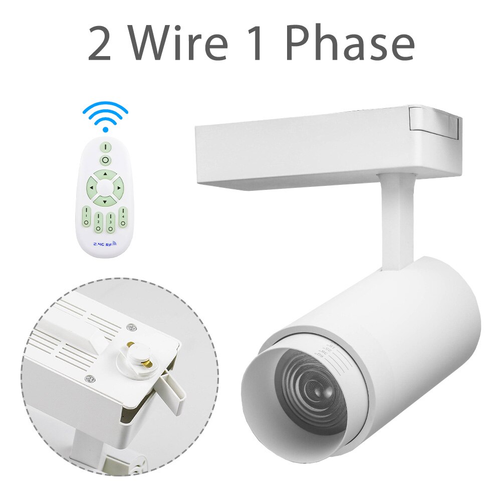 2,4G RF Wireless Control System FÜHRTE Track Licht Helligkeit CCT Dimmbare Zoomable Track Lichter 20W Aluminium Innen Beleuchtung: White 2 wire 1 phase