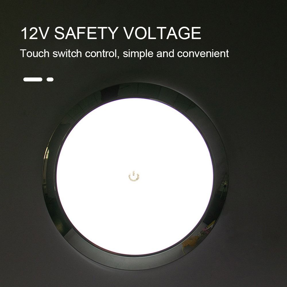 LED Touch Lamp Ultra-thin Round Dome Light 12V/24V Ceiling Lamp Reading Light RV Caravan Boat Camping Car Light Accessory