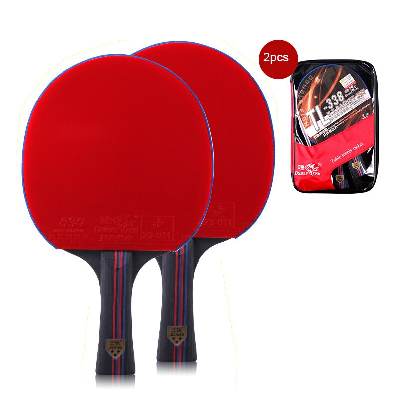 2 pièces Double poisson 7 couches raquette de Tennis de Table en bois pur raquette de ping-pong palettes en boucle d'attaque rapide poids léger 158g: Two Long handle