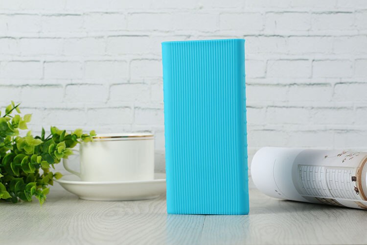 Voor Xiaomi Power Bank Case 2 10000 Mah Silicone Soft Protector Case Sleeve Voor Xiaomi Powerbank 2 10000 Mah Dual usb-poort Shell: Blue