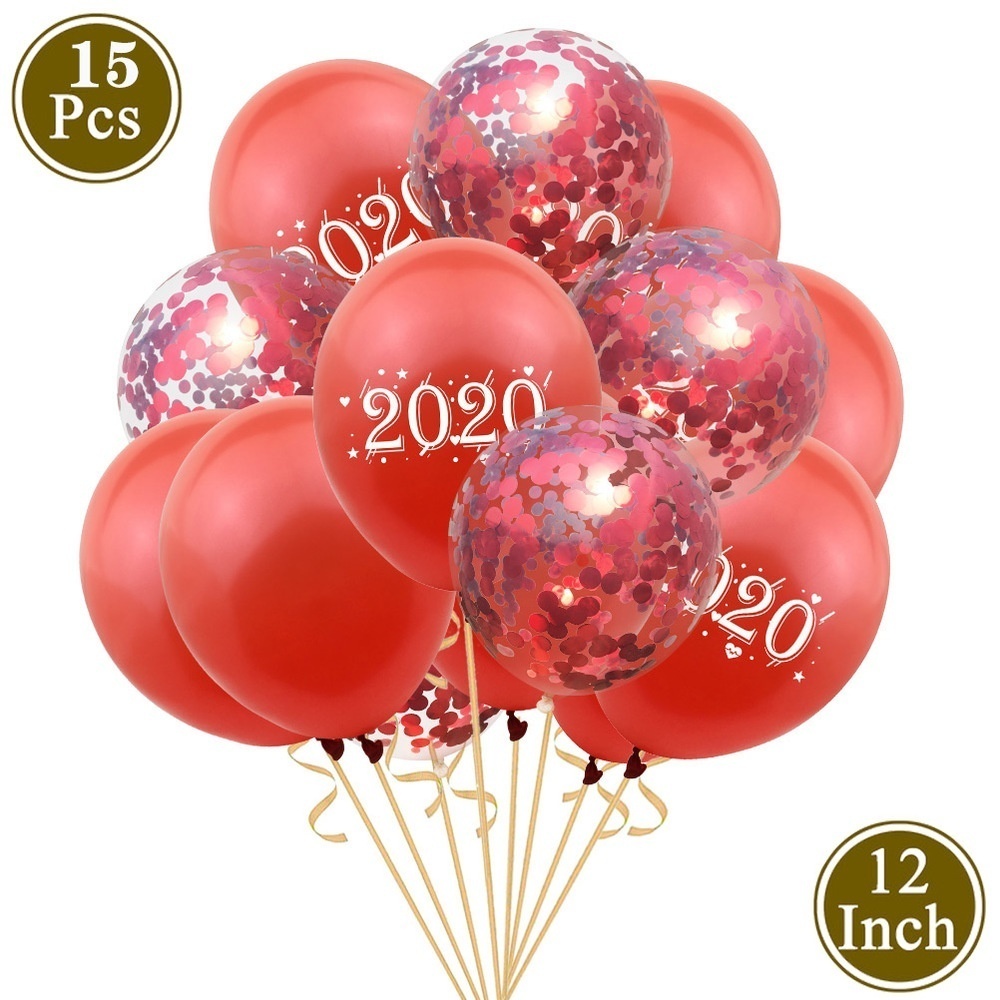 15pcs Printed Balloons Rose Gold Number Latex Confetti Balloons Happy Year Wedding Birthday Party Decorations 83D: 3