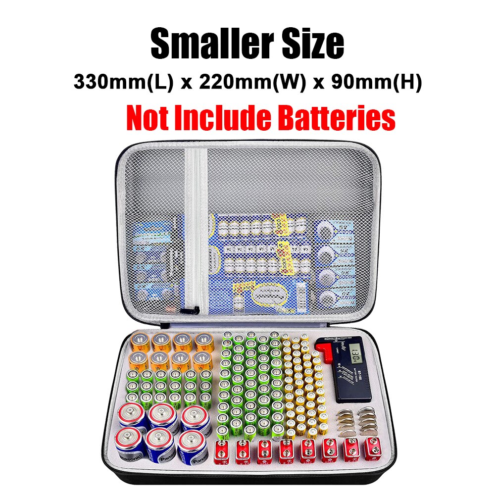 146 Pcs Portable Hard Shockproof EVA AA/AAA/C/D/9V Battery Case Box Storage Organizer Holder for Tester Extra Space for Charger: Smaller Only Case