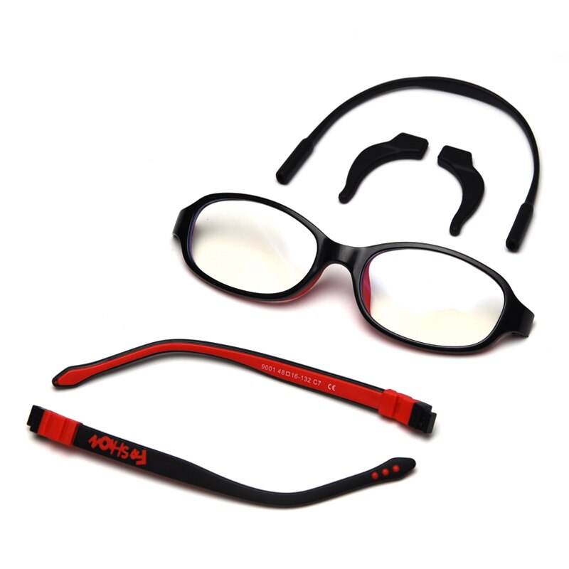 Peekaboo kids silicone glasses for children ultralight clear lens black boy optical eyeglasses for girls anti blue light: black red