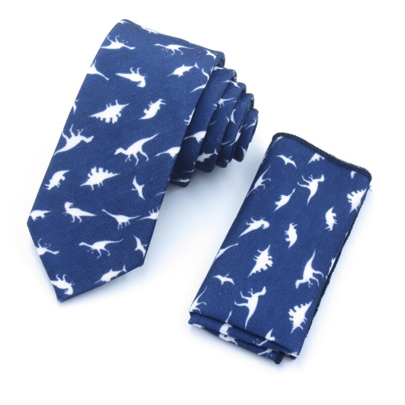 Dinosaur Men Bow Tie Set Pocket Square Handkerchief Mens Butterfly Bow Tie Skinny Ties Set Lots Slim Necktie For Man