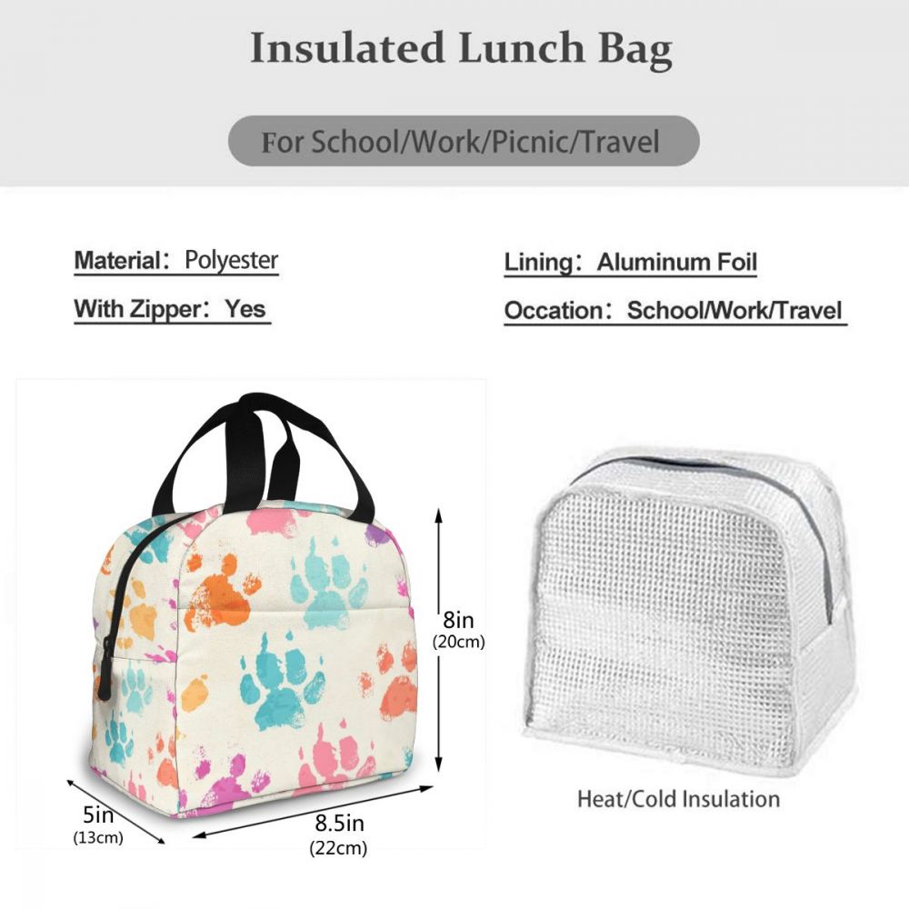 Bunte Hunde Pfoten Kühler Mittagessen Kasten Tragbare Isolierte Mittagessen Tasche Thermische Lebensmittel Picknick Mittagessen Taschen