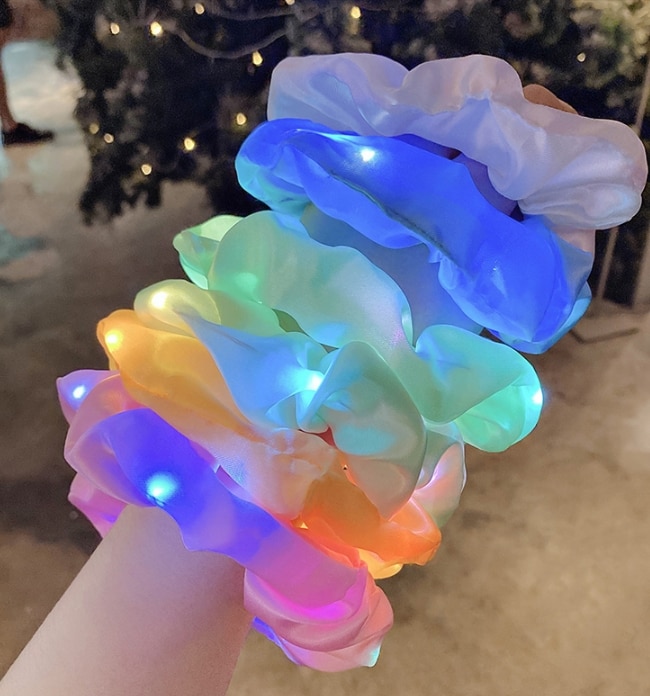 Led självlysande tjocktarm hårring nät rött huvud rep bar bungee hår rep koreanska enkelt gummiband håraccessoarer