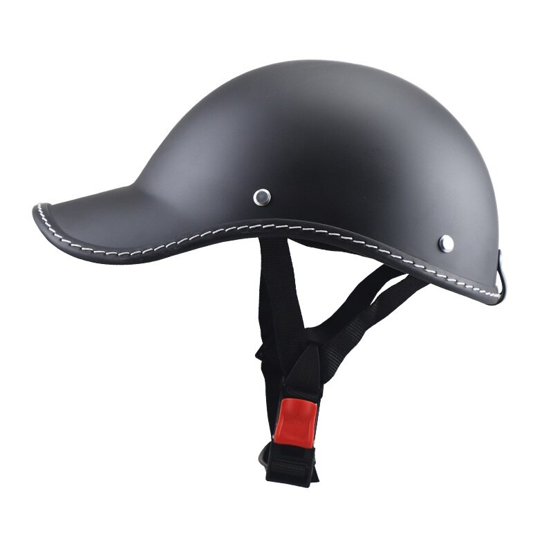 Motorfiets Half Helm Baseball Cap Stijl Half Gezicht Helm Elektrische Fiets Scooter Anti-Uv Veiligheid Harde Hoed: matte black