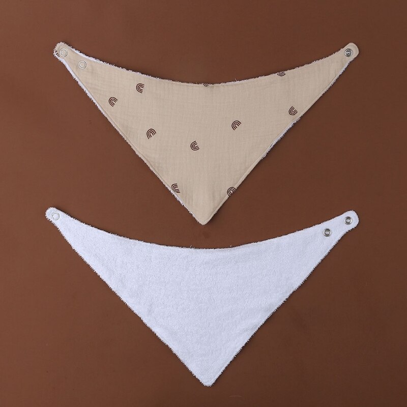 Bavaglino per allattamento per bambini bavaglino tinta unita bottone a pressione asciugamano Saliva morbido cotone triangolo Burp Cloth per neonato