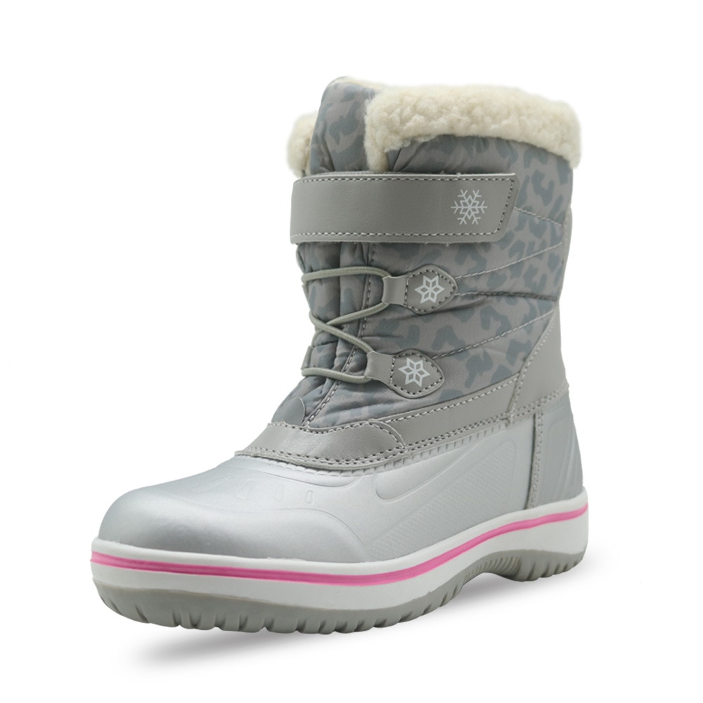 Botas de nieve para niños y niñas, zapatos antideslizantes e impermeables para exteriores, calzado informal de terciopelo con punta redonda acolchada de algodón, para invierno,